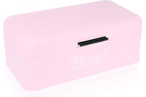 DRULINE 4 VARIANTI Brotbox CONTENITORE PANE PORTA PANE Scatola salvaspazio contenitore per il Pane Teglia - 16,5 x 42 x 23 cm Colore: Rosa - Scrita: Bianco