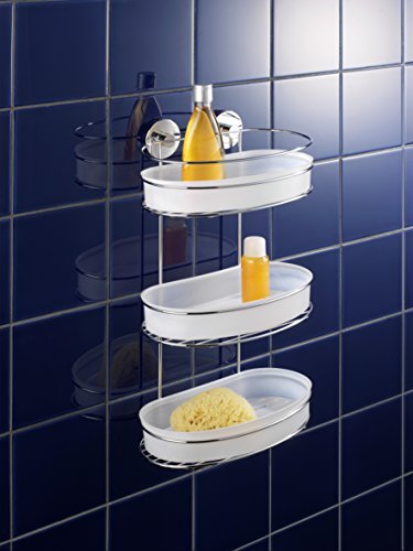 WENKO 20893100 Vacuum-Loc Wandregal 3 Etagen Milazzo – Befestigen ohne bohren, Stahl, 28 x 47.5 x 15 cm, Chrom - 4