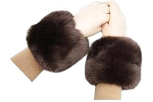 QIGEN LTD 1 Pair Faux Fur Wrist Cuffs Winter Fur Wrist Warmers Wrist Band Ring Cuffs Soft Winter Arm Warmer Sleeves for Women