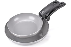 Moneta Innova Set di padelle 20+26cm, rivestimento naturale FineGres (NO PFAS), anche per induzione, 100% Made in Italy