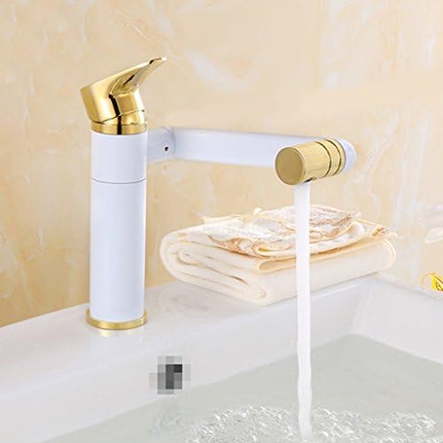 Faucet, Baked White Paint All Copper Basin Hot And Cold Faucet, 360 Degree Rotating Faucet ( Size : Small )