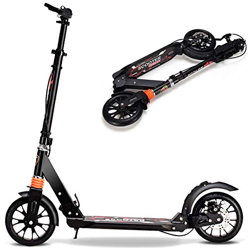 Goplus Trottinette à 2 Roues, Adultes-en Aluminium-Pas Electrique-Léger et Résistant-Capacité de Charge de 100KG