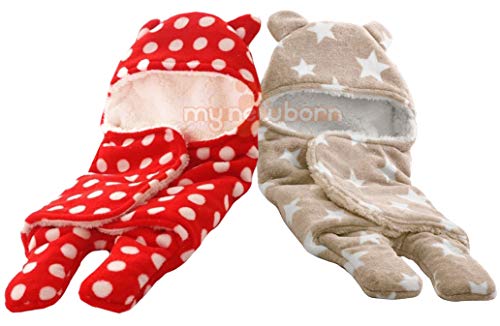 My NewBorn Ultra Soft Baby Blanket Flannel Sleeping Bag (Pack of 2, Red/Brown)