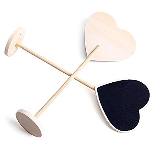 makhry 10 Hochzeit Party Favor Mini Tafel in Herz mit Ständer für Tisch Anzahl Preis Nachricht Board Tischkarte Favor Tag (Burly Holz) … - 3