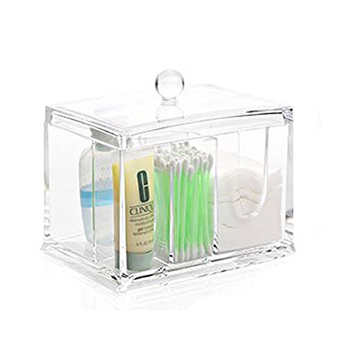 Pusheng Clear Q-tip Swab Acrylic Cotton Pad Organizer Box Cosmetic Stick Holder Storage