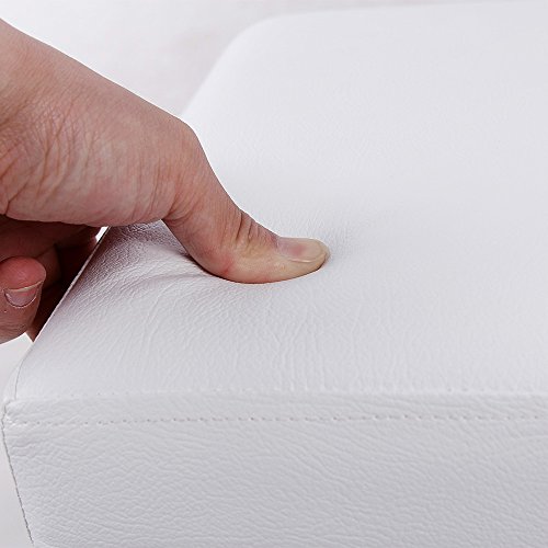 Songmics 38cm Sitzhocker Faltbarer Fußbank Aufbewahrungsbox Lederimitat weiß LSF103 - 6
