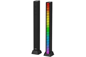 SHENGZE RGB voice-activated pickup rhythm light,32-Bit Music Level Indicator Light,Sound Control Light LED Stick,Colorful Pulse Signal Display Rhythm RGB Light Bar,for Car, DJ, PC, TV, Gaming Room (black)