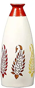 caffeine Ceramic Handmade red boota Bottle Shape Flower vase (Set of 1)