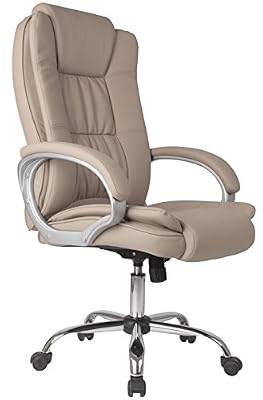VS Venta-stock Chaise de bureau Confort 2 relevable et fauteuil inclinable en simili cuir taupe