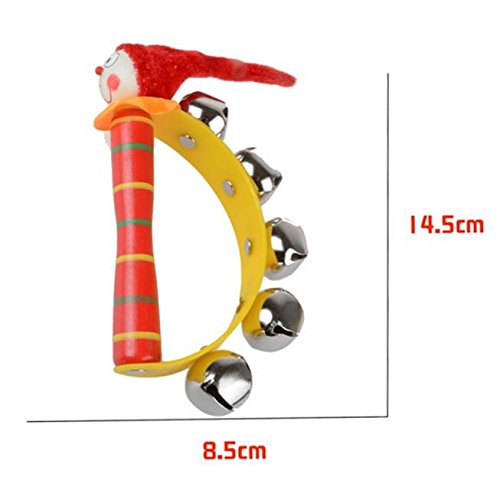 Vovotrade Baby-Regenbogen Musikinstrument -Spielzeug aus Holz Klingel-Ring Handbell Rattle - 5