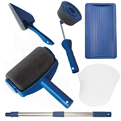 Rouleau de Peintur 6pcs Kit de Rouleau de Peinture avec Poignée Professionnel, Rapidement Paint Roller pour Peinture sur n'importe Quel Mur et Plafond