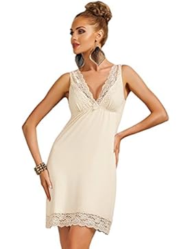 DONNA edles Viskose-Negligee Nachthemd Sleepshirt mit subtilen Spitzenverzierungen in toller Geschenkbox