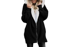 Placitiume Womens Oversized Sherpa Pullover Hoodie Jacket with Pockets Zip Up Fuzzy Fleece Hoodie Winter Coat Outerwear