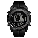 AchidistviQ-Digital-Armbanduhr für Herren, wasserdicht, mit Kompass, Countdown-Chronograph, Schwarz
