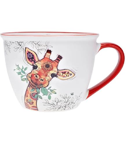 KIUB Mug avec des animaux de la ferme , des bois et des montagnes - motif chat marron stylisé - matière porcelaine fine - contenance 320ML