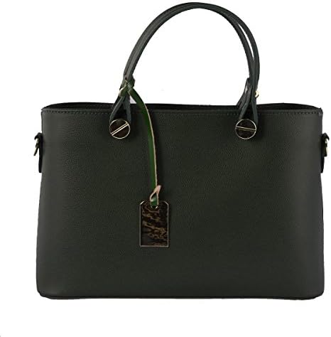 Made In Italy Genuine Leather Handbag Color Dark Green Tuscan Leather - Woman Bag