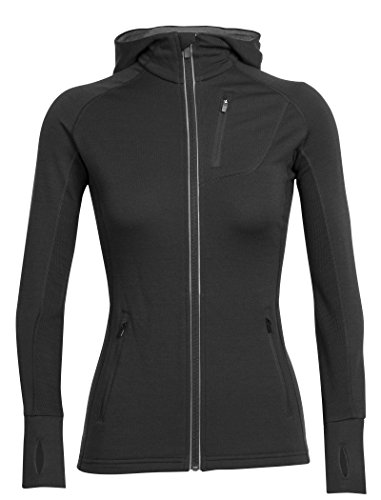 Icebreaker Quantum LS Zip Hood Chaqueta, Mujer, Negro, L