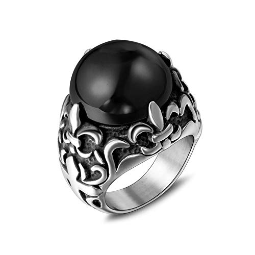 Ueice Personnalité Masculine Rouge Noir Couleur Gem Scout Fleur Titane Acier Couple Anneaux
