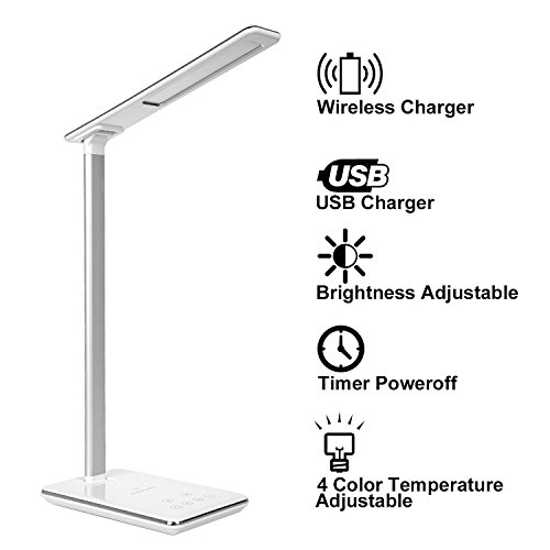 France Acheter Lampe de Chevet Tsing Lampe de Bureau LED avec Touch Control Lampes de Table Bras en Aluminium Port USB Contrôle Lampe Tactile 4 Modes et 5 Niveaux Lampe de Lecture Luminosité Réglable  &  Chargeur sans fil Lampe de Nuit Batterie Rechargeable et Puissant 