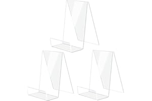 AIERACZY Buchaufsteller Acryl, 3 Stück Buchständer Transparent, Buchständer/Buchstütze, Acryl Kochbuchhalter, Transparent Plastik Buchstand für Telefone, Schilder, Prospekte, Menüposter, Broschürenmagazine