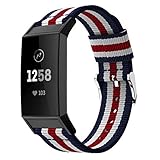 BZLine für Fitbit Charge 3 Watch Armband, Luxus Gewebtes Nylon Einstellbar Armband Strap Band Ersatz Uhrenarmband für Fitbit Charge 3