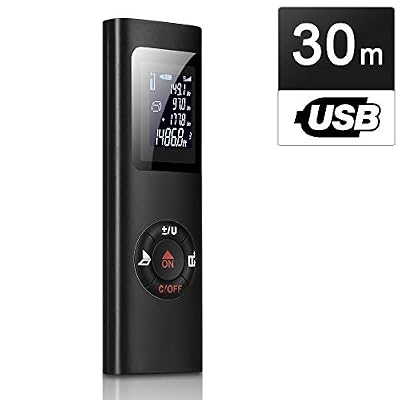 IPSXP Télémètre Laser 30m, IPSXP Portable Laser Numérique Mesure de Calcule Distance Surface Volume/Fonction Pythagore/IP54/LCD Rétro-éclairage/Rechargeable