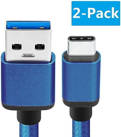 Samsung Galaxy Note8 Type C Cable, CeeOne 2-Pack 6.6ft / 2m USB 3.1 Type C Super speed Nylon Braided USB C Charger Cable Cord for Galaxy Note 8 / S8 / S8 Plus, LG G5 / G6, Nokia 8 / 9, Google Pixel / Pixel2 XL, Nexus 5X / 6P, Huawei P9 / P10, Mate 9 / Mate 10, OnePlus 2 / 3 / 5 / 5T and More (6.6ft / 2m, Blue)