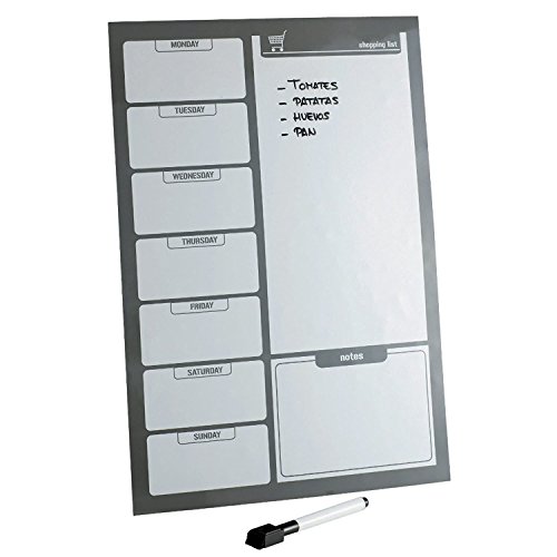 Top Home Solutions – Schwarz Shopping Liste Kühlschrank Magnettafel Pinnwand mit Marker Whiteboard Küche Büro, groß A3 - 2