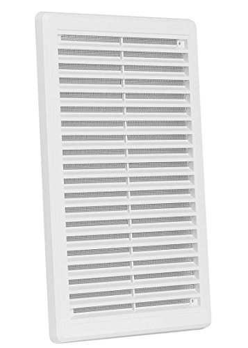 Lüftungsgitter – Abluftgitter aus ASA-Kunststoff mit Insektenschutz: 200 x 300 mm – weiß - 2