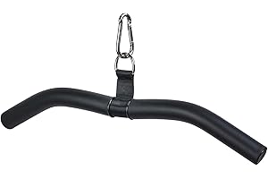 RYLAE Barre de Tirage Musculation, Barre Triceps Biceps 48 cm Noire, Accessoires Machine de Musculation, Lat Pulldown Bar, Renforcement Musculaire, Sport, Fitness, Maison