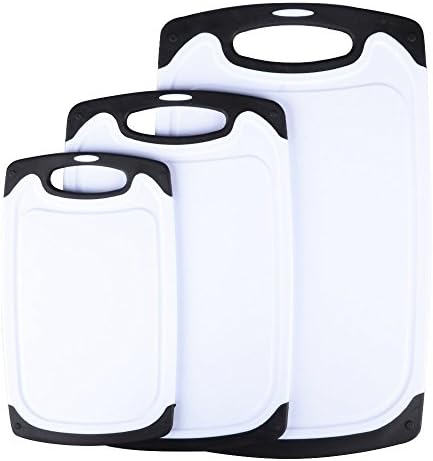 Dishwasher-Safe Plastic Chopping Board Set With Non-Slip Feet and Juice Drip Groove. Acrylic Polypropylene Chopping Boards