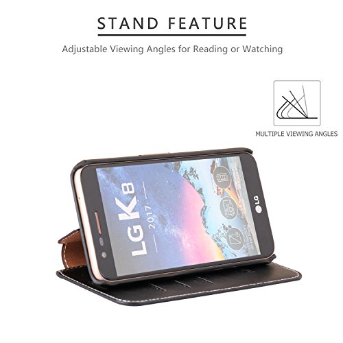 Custodia LG K8 2017, Mobesv Custodia in Pelle, Cover con Porta Carte, Funzione Stand, Chiusura Magnetica Per LG K8 2017 - Nero