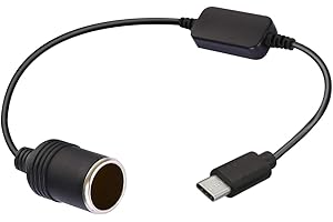 AROMELIVII USB-C auf Zigarettenanzünder Adapter 5V auf 12V | USB Type-C zu Zigarettenanzünder Buchse Konverter mit Sicherheitsschutz | Auto Adapter für Dashcam, GPS, LED Innenlicht, DVR, Luftreiniger