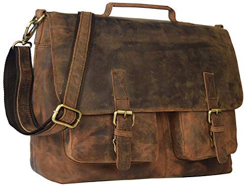 KK 's 40,6 cm Retro Buffalo Hunter Leder Laptop Messenger Bag Büro Aktentasche College Tasche Leder Tasche für Damen und Herren