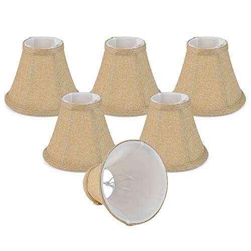 chende Set 6 kleinen Kronleuchter Lampenschirme, natürlich weich Bell Shades für Esszimmer, Clip auf moderne Kronleuchter Tischleuchte, 7,6 x 15,2 x 12,7 cm Antik leinen