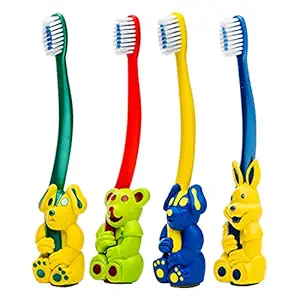 Buddsbuddy BPA Free Animal Shaped Ola Kids Soft BristlesTooth brush, 2yrs+ Multicolor (Combo of 4)