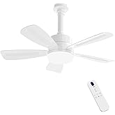 REYLAX Ventilador de Techo con Luz, 50cm E27 LED Lampara Ventilador 2000LM Regulable, 3 Temperaturas de Color, 6 Velocidades,