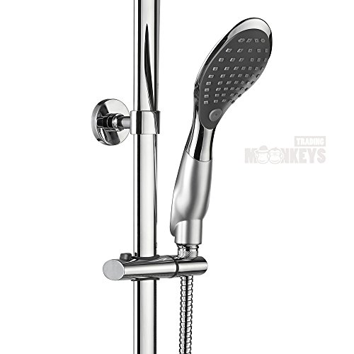 Modernes und massives Duschset mit einer Metall-Brausestange inkl. Montageanleitung und Befestigungsmaterial - 3