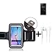 Produktbild TOP SET für Sony Xperia XZ1 Compact Neopren Jogging Armband Sportarmband Oberarmband für Sony Xperia XZ1 Compact schwarz mit Reflektor Streifen + Ohrstöpsel. Fitness Lauf Armband
