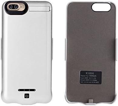 iPhone 7 Plus/iPhone 6 Plus 5.5"Rechargeable Battery Charger Case Tingso 10000mAh Extended Battery Backup Portable Power Bank Battery Charger Case Cover with Kickstand for Apple iPhone 7plus/6plus 5.5"(White)