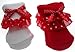Baby Sock With Red Lace and Bow (RED)