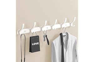 Bosdontek Haczyki na płaszcze montowane na ścianie, wytrzymałe wieszaki na płaszcze na ścianę, wieszaki na płaszcze ze stali nierdzewnej z 6 haczykami, wielofunkcyjne wieszaki na płaszcze montowane na
