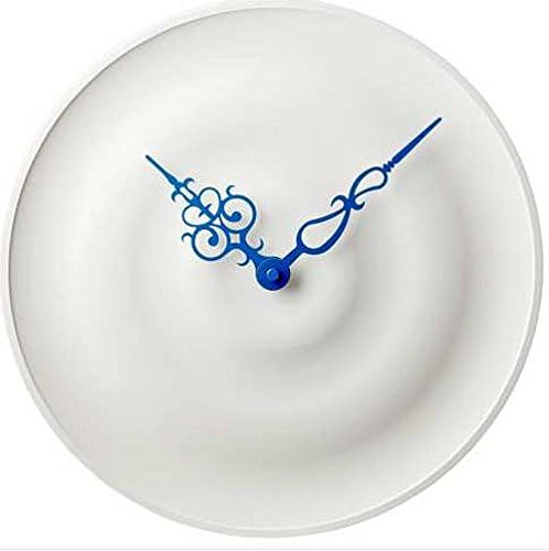 Baroque White Plate Wall Clock With Black or Blue Hands (Blue Hands)