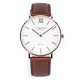 Erik Anderson Damenuhr Analog Schweizer Quarkwerk Rosegold Lederarmband Braun