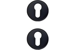 BRICOLEVA.IT Paar Rosetten Loch Zylinder Tür kompatibel mit Yale Loch, Schlüsselloch Tür - Rosetten werden paarweise verkauft (rund, schwarz)