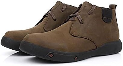 Men'S Shoes Genuine Leather Outdoor Boot Casual Rubber Lace-Up Handmade Short Plush Winter Black Brown Snow Waterproof Size39 To 46 , Brown , 46
