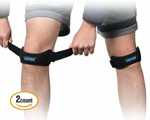AGPTek Einstellbare Silikon Knieschutz, Schmerz RelievedKnee Bracefor Rennen, Springen, Basketball-Sport usw. 2 Stück