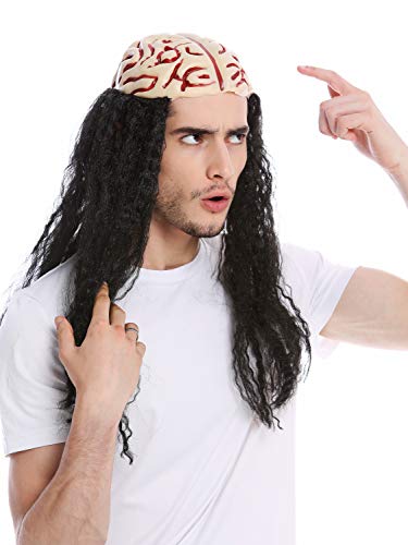 WIG ME UP ® - 91579-ZA103 Peluca Hombres Mujeres Halloween Horror cráneo Abierto Cerebro cirugía Zombie No-Muerto