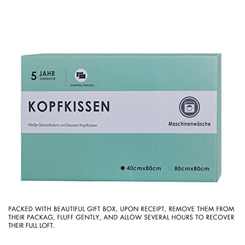 Puredown 15% Gänseflaum Kopfkissen Daunenkissen, 2 Stück, 40*80 cm, 500 gramm - 7