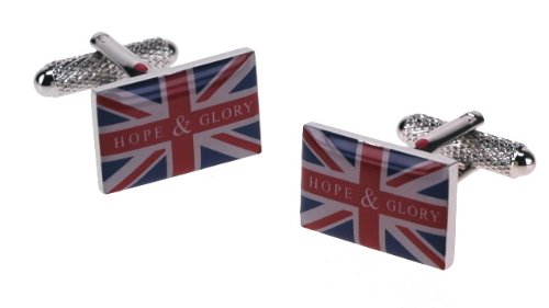 Onyx-Art London Union Jack Hope & Glory Motif boutons de manchette dans une boîte cadeau Ck704